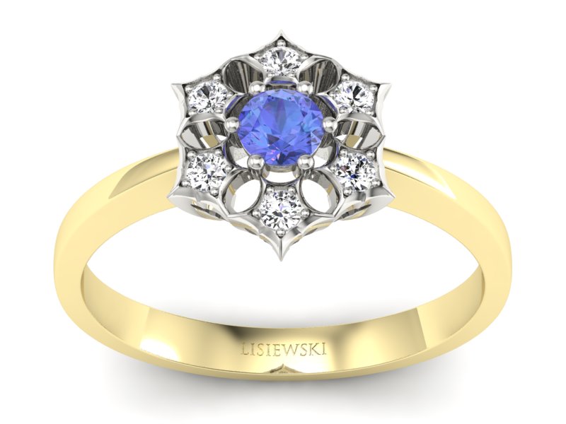 Pierścionek z ametystem i brylantami - p16145zbat