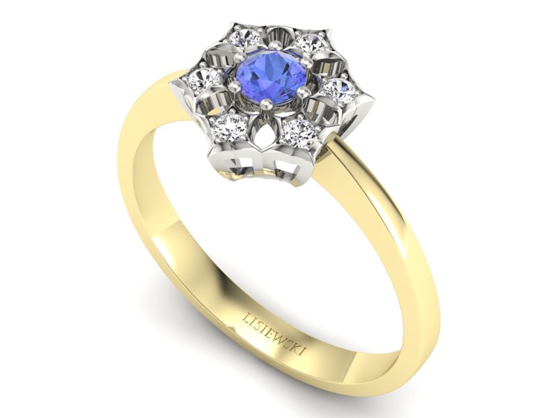 Pierścionek z ametystem i brylantami - p16145zbat — zdjęcie 3