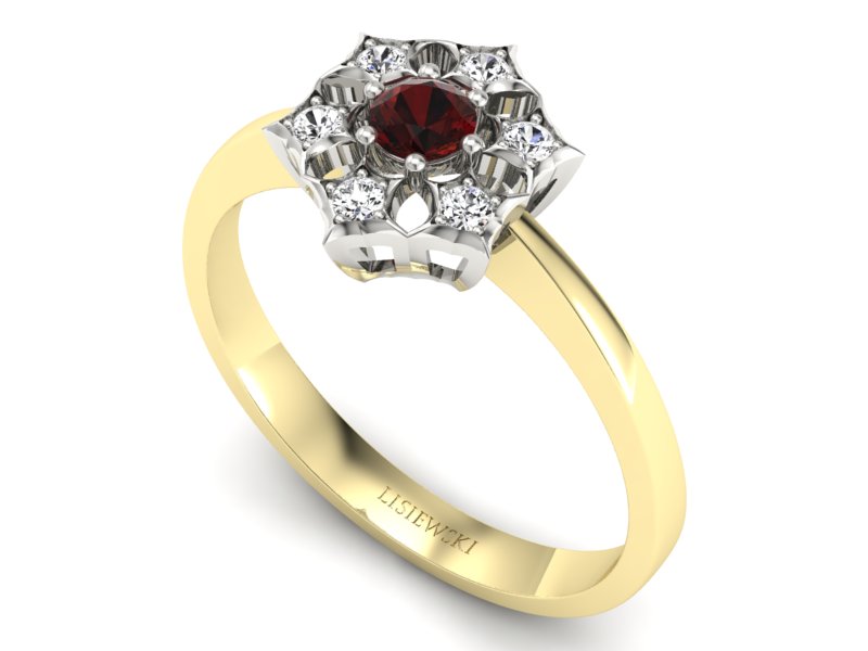 Pierścionek z granatem i brylantami - p16145zbgr — zdjęcie 3