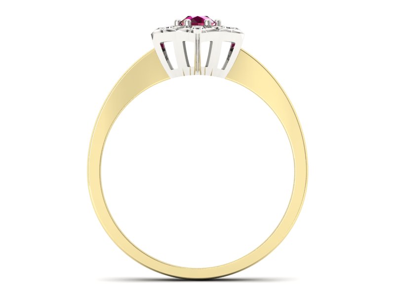 Złoty pierścionek z rubinem i brylantami - p16145zbr — zdjęcie 2