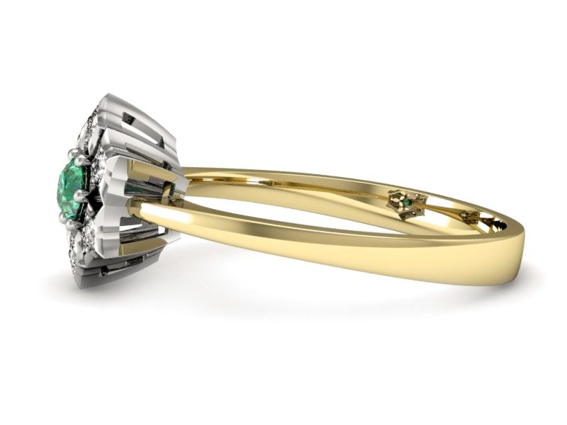 Pierścionek ze szmaragdem i diamentem - p16145zbsm — zdjęcie 5
