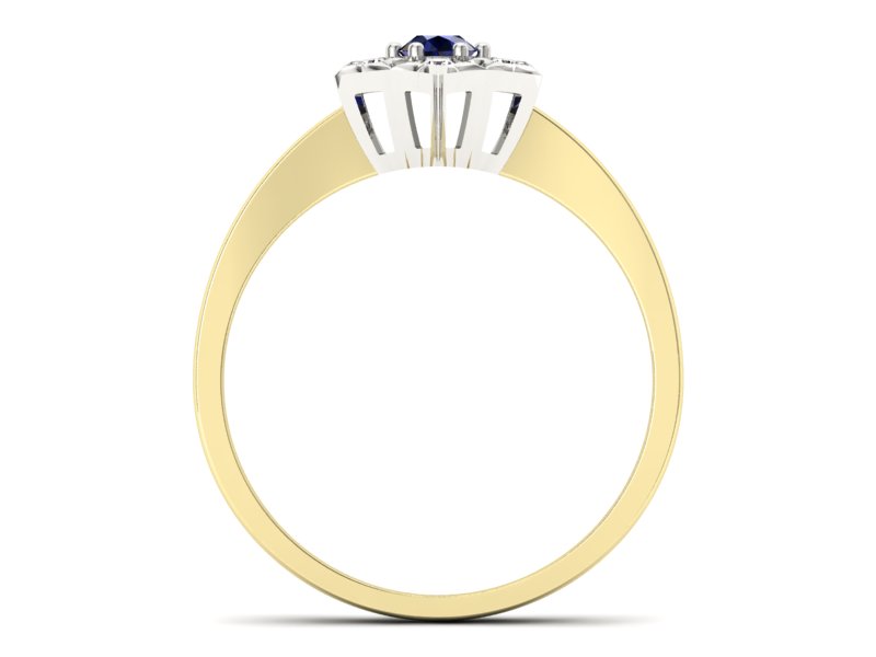 Złoty pierścionek z szafirem i brylantami - p16145zbsz — zdjęcie 2