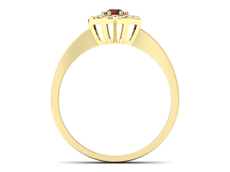 Złoty pierścionek z granatem i brylantami - p16145zgr — zdjęcie 2