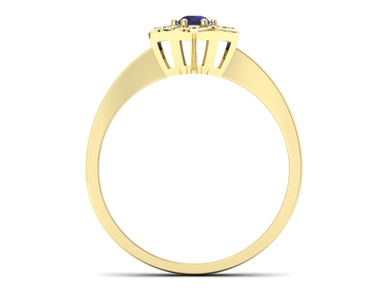 Pierścionek ze spinelem i diamentami żółte złoto - p16145zsp — zdjęcie 2