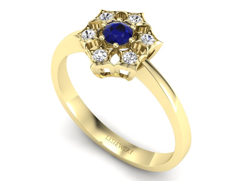 Pierścionek ze spinelem i diamentami żółte złoto - p16145zsp — zdjęcie 3