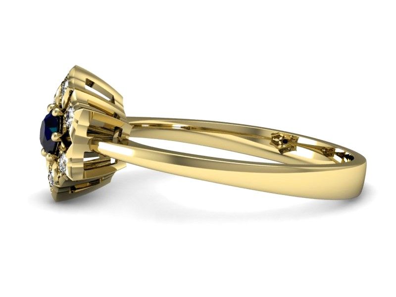 Pierścionek zaręczynowy z szafirem i brylantami złoto 585 - p16145zsz - 2