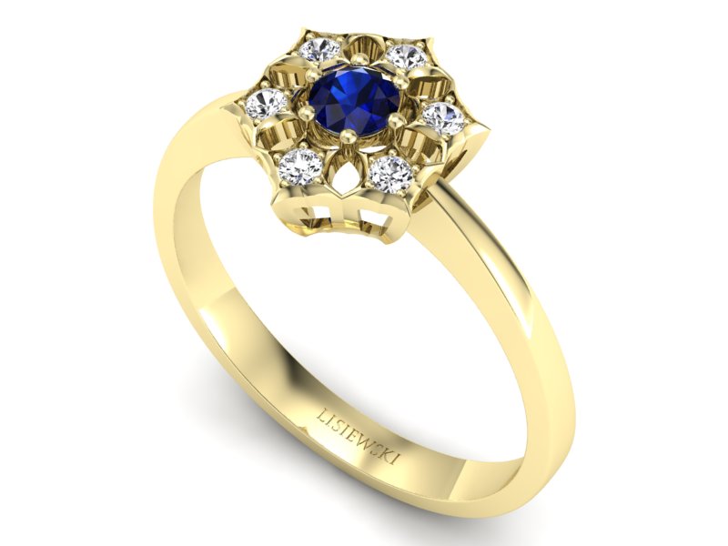 Pierścionek zaręczynowy z szafirem i brylantami - p16145zsz — zdjęcie 3