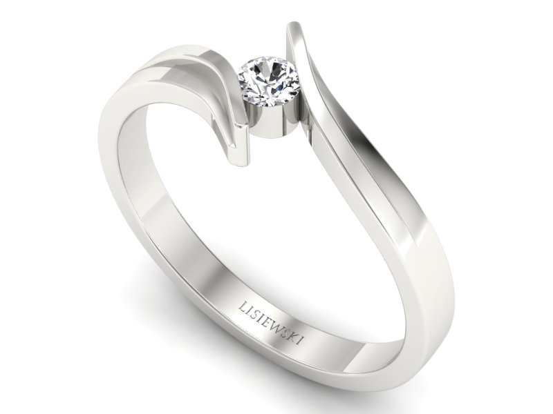 Złoty pierścionek z brylantem białe złoto - p16146b — zdjęcie 3