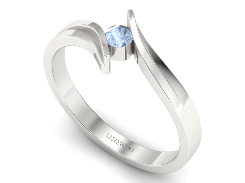 Złoty pierścionek z akwamarynem białe złoto - p16146ba — zdjęcie 3