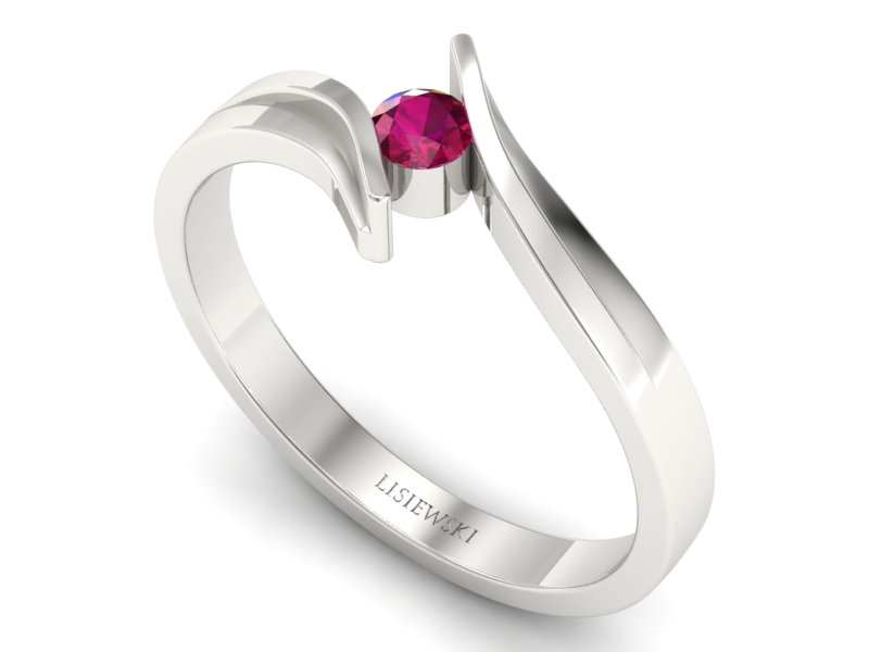 Złoty pierścionek z rubinem białe złoto - p16146br — zdjęcie 3