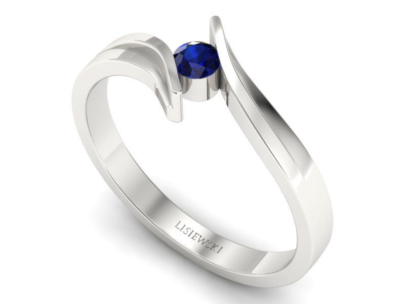 Złoty pierścionek z szafirem białe złoto - p16146bsz — zdjęcie 3