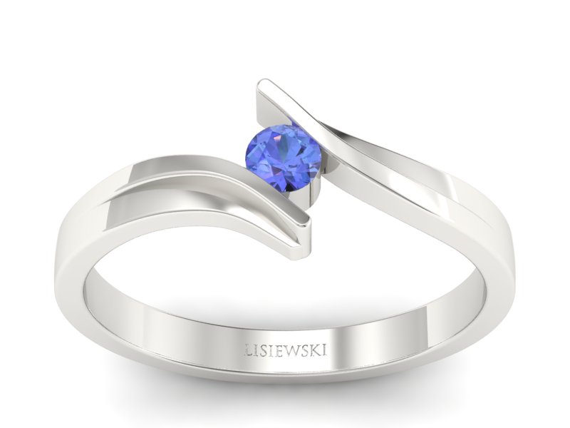 Złoty pierścionek z tanzanitem białe złoto - p16146bt