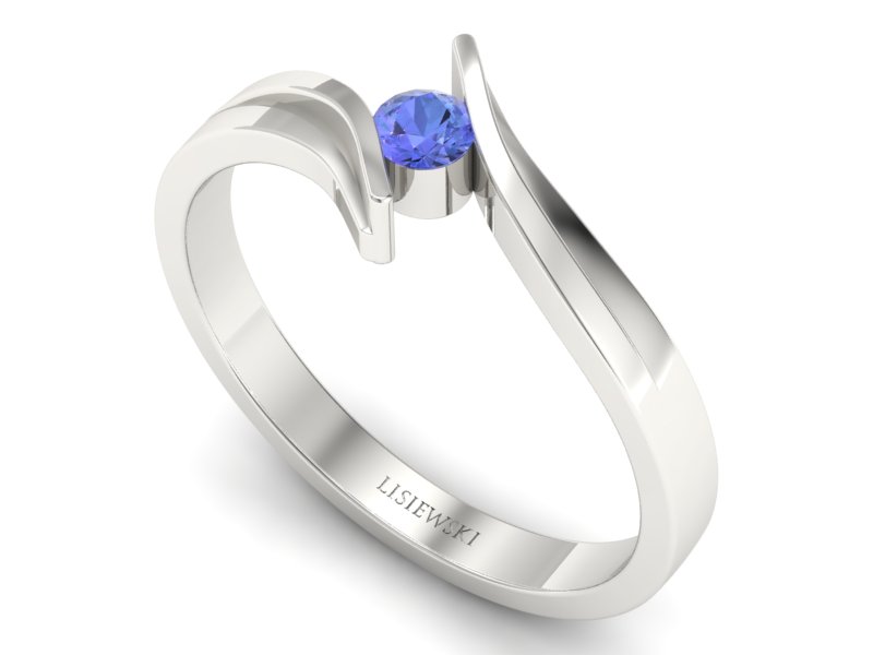 Złoty pierścionek z tanzanitem białe złoto - p16146bt — zdjęcie 3