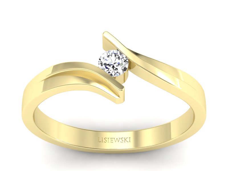 Złoty pierścionek z brylantem żółte złoto - p16146z