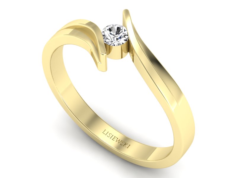 Złoty pierścionek z brylantem żółte złoto - p16146z — zdjęcie 3