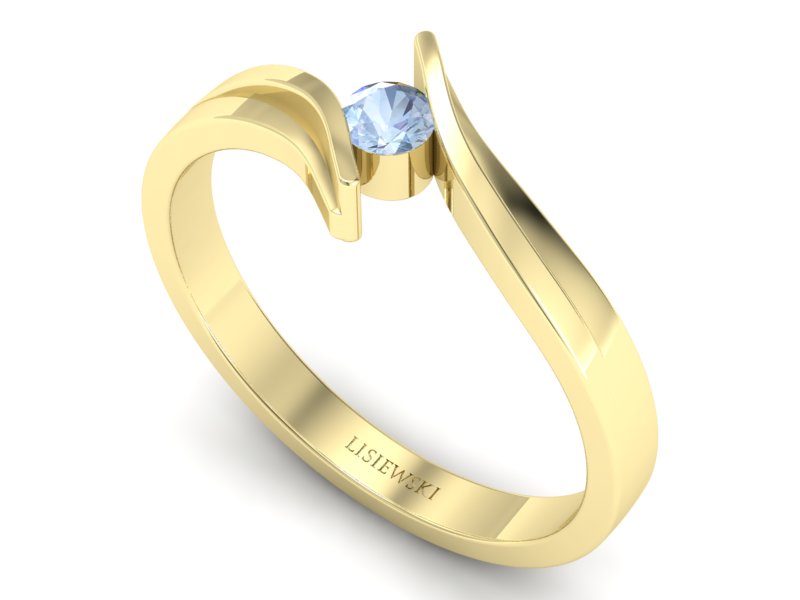 Złoty pierścionek z akwamarynem żółte złoto - p16146za — zdjęcie 3