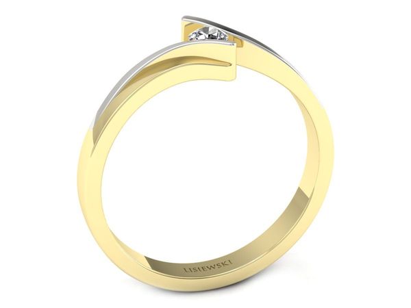 Złoty Pierścionek z diamentem z rodowanegó złota - p16146zb