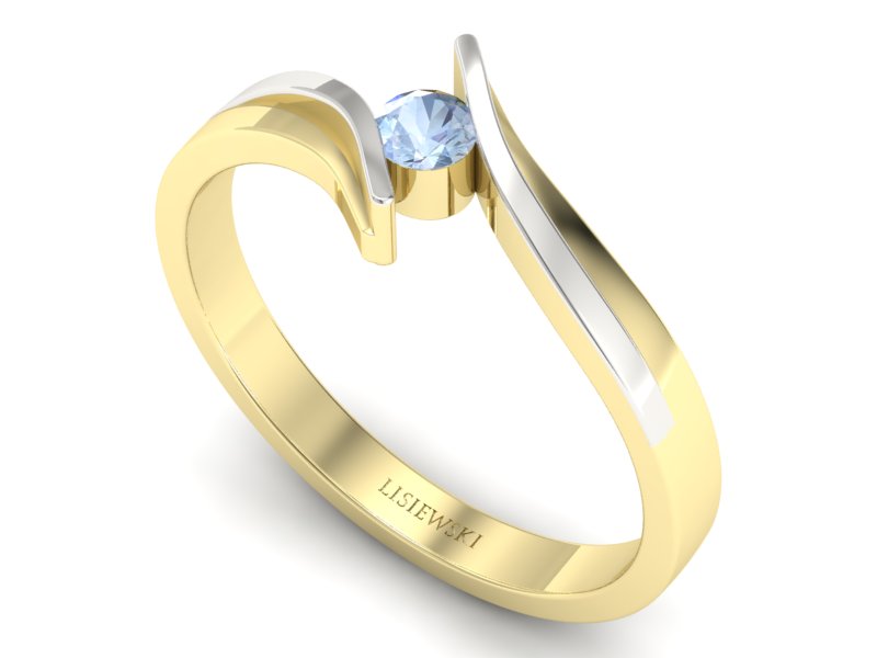 Złoty pierścionek z akwamarynem żółte złoto - p16146zba — zdjęcie 3