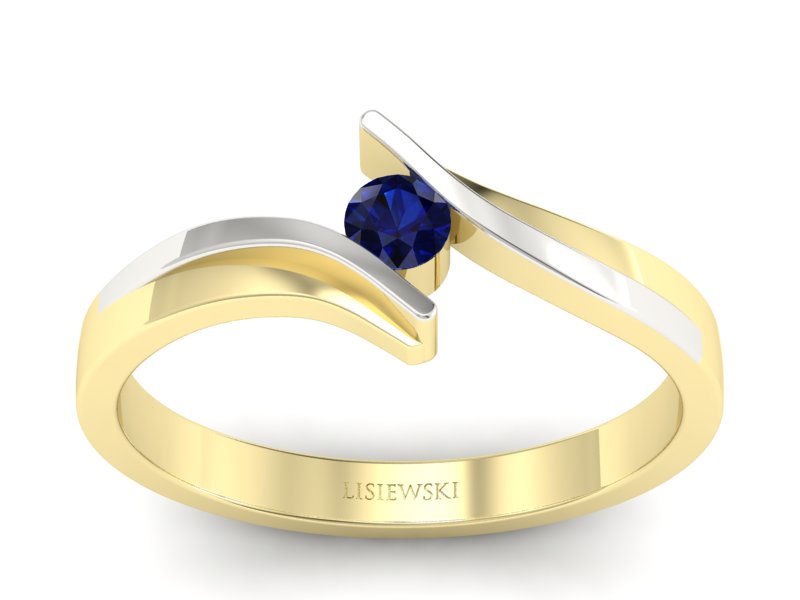 Złoty pierścionek z szafirem żółte złoto - p16146zbsz