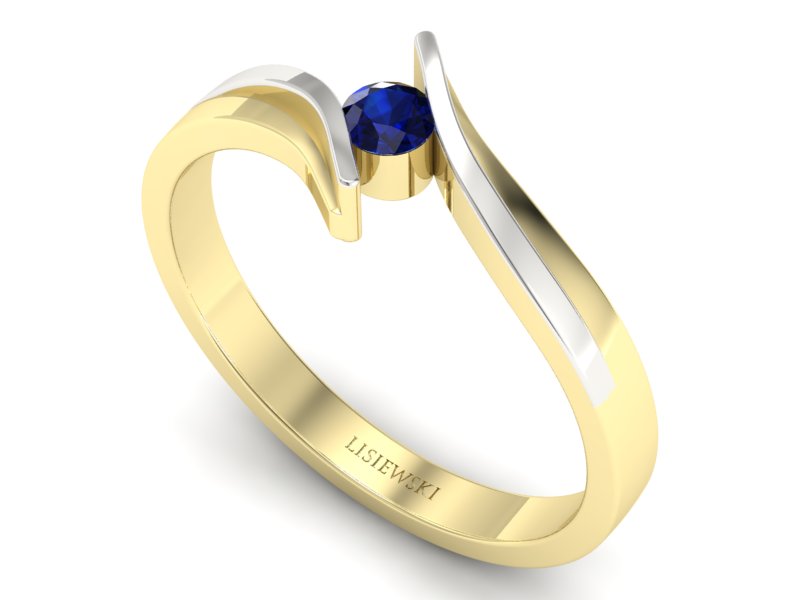 Złoty pierścionek z szafirem żółte złoto - p16146zbsz — zdjęcie 3