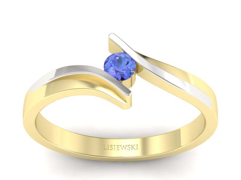 Złoty pierścionek z tanzanitem żółte złoto - p16146zbt