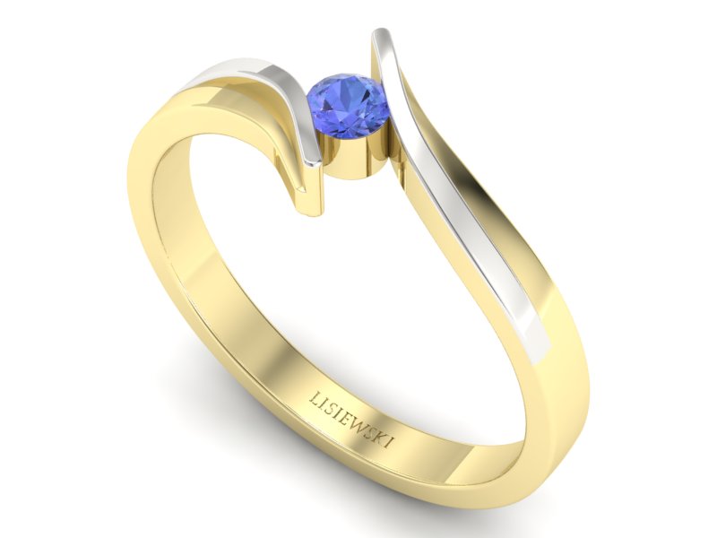 Złoty pierścionek z tanzanitem żółte złoto - p16146zbt — zdjęcie 3