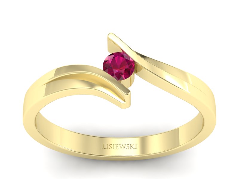 Złoty pierścionek z rubinem żółte złoto - p16146zr