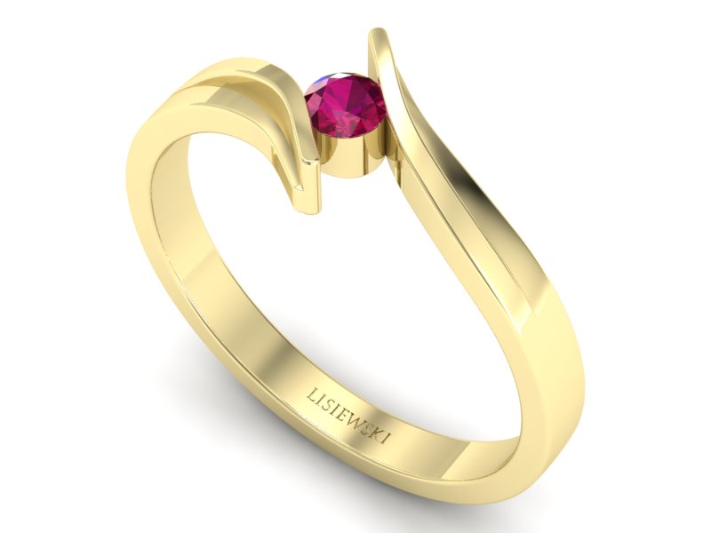Złoty pierścionek z rubinem żółte złoto - p16146zr — zdjęcie 3
