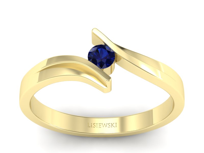 Złoty pierścionek z szafirem żółte złoto - p16146zsz