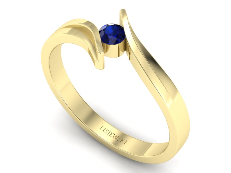 Złoty pierścionek z szafirem żółte złoto - p16146zsz — zdjęcie 3