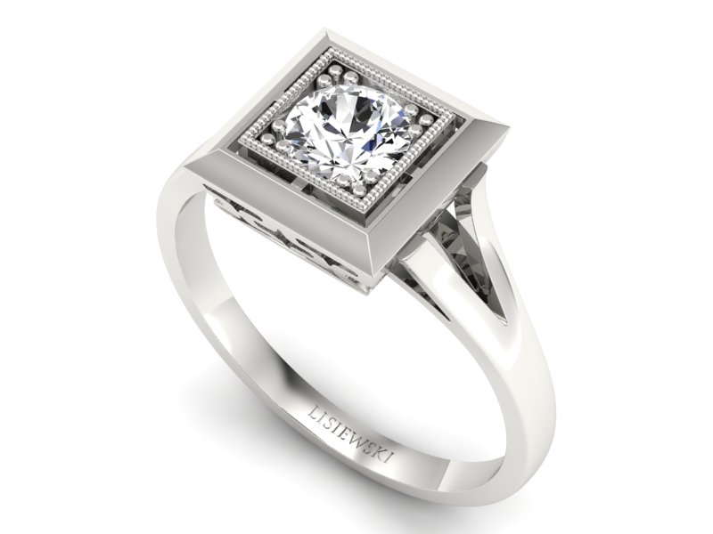 Złoty pierścionek zaręczynowy z brylantem - p16147b_P1_G — zdjęcie 3