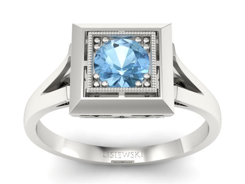 Złoty pierścionek z topazem białe złoto - p16147ba