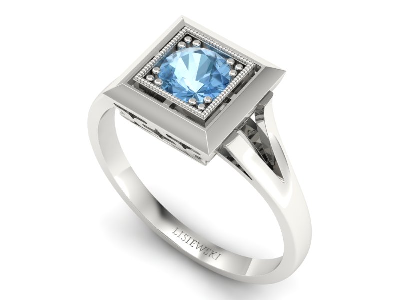 Złoty pierścionek z topazem białe złoto - p16147ba — zdjęcie 3