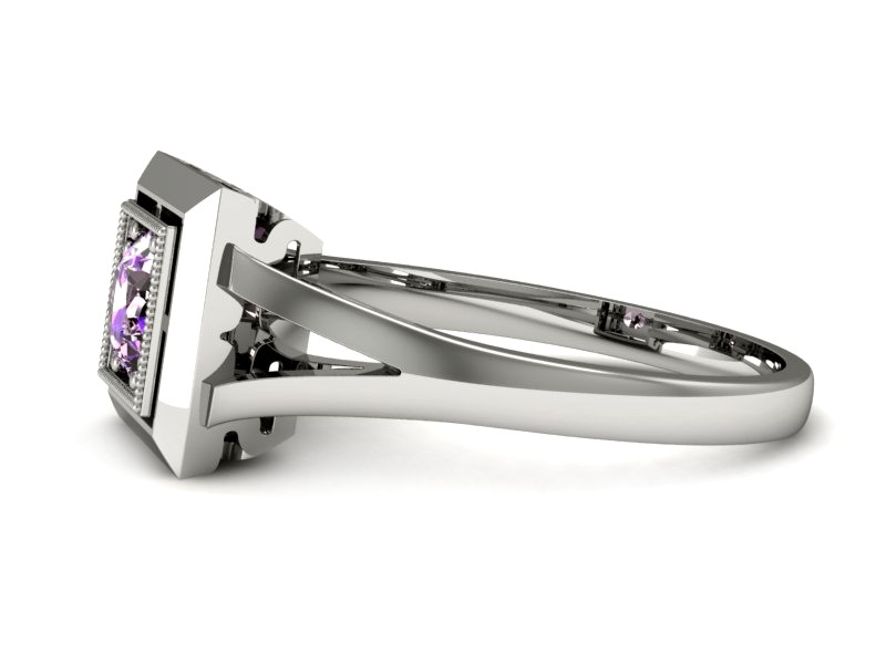 Złoty pierścionek z ametystem białe złoto - p16147bat — zdjęcie 5