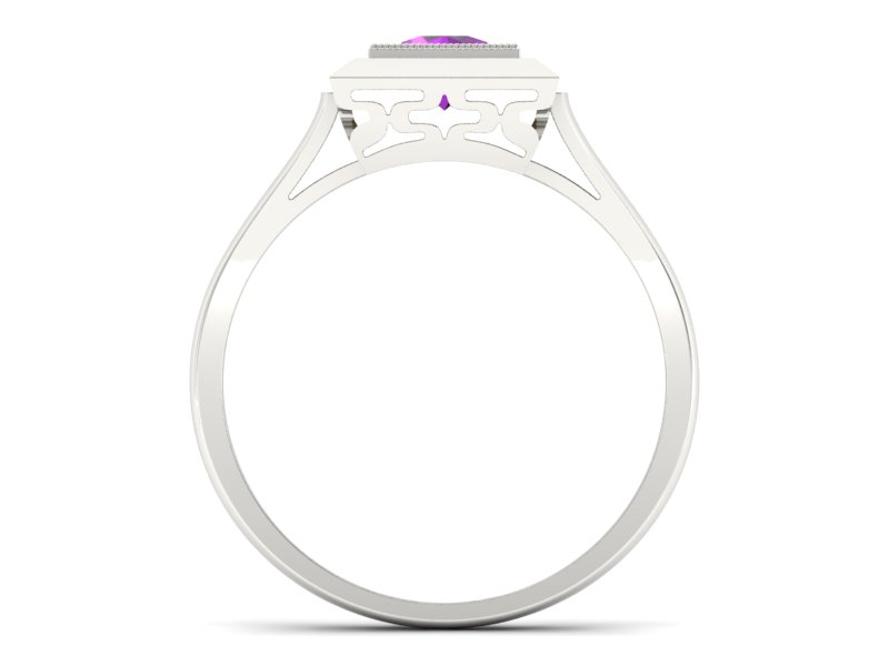 Złoty pierścionek z ametystem białe złoto - p16147bat — zdjęcie 2