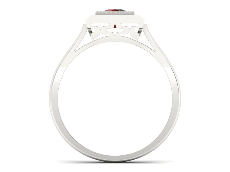 Złoty pierścionek z granatem białe złoto - p16147bgr — zdjęcie 2