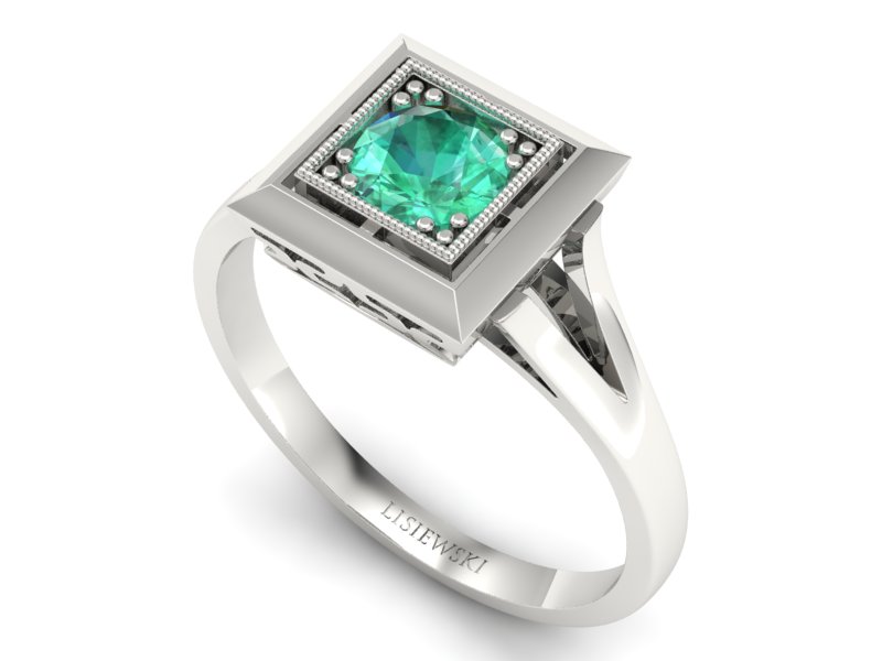 Złoty pierścionek ze szmaragdem - p16147bsm — zdjęcie 3