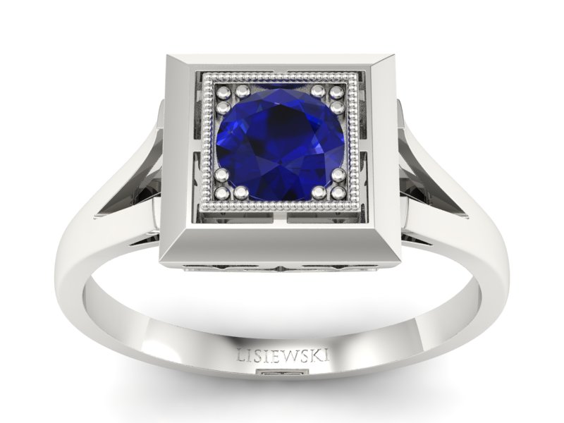 Złoty pierścionek ze spinelem białe złoto - p16147bsp