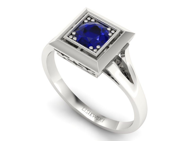 Złoty pierścionek ze spinelem białe złoto - p16147bsp — zdjęcie 3