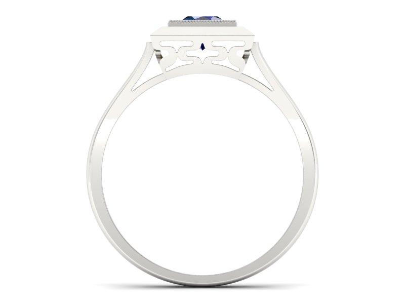 Złoty pierścionek z szafirem białe złoto - p16147bsz — zdjęcie 2