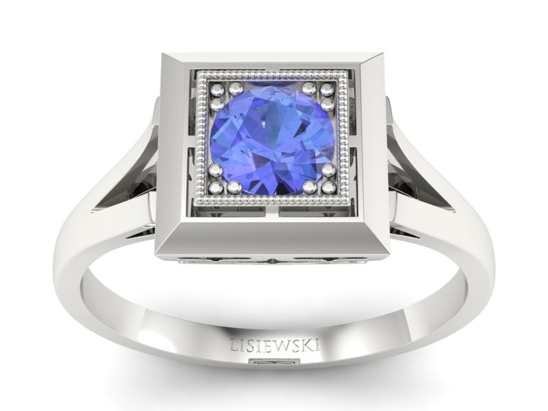 Złoty pierścionek z tanzanitem białe złoto - p16147bt