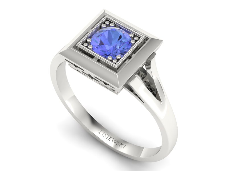 Złoty pierścionek z tanzanitem białe złoto - p16147bt — zdjęcie 3