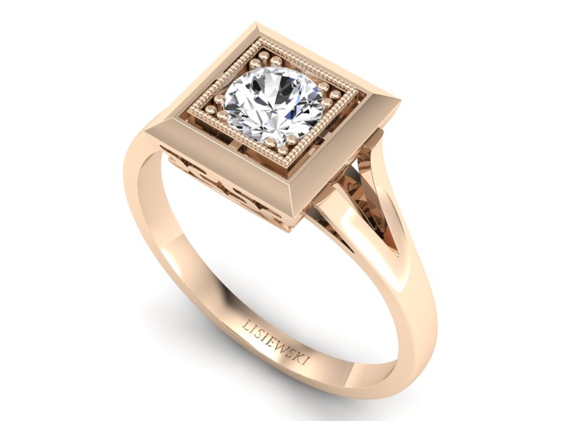 Złoty pierścionek z brylantem różowe złoto - p16147c_Vs_G — zdjęcie 3