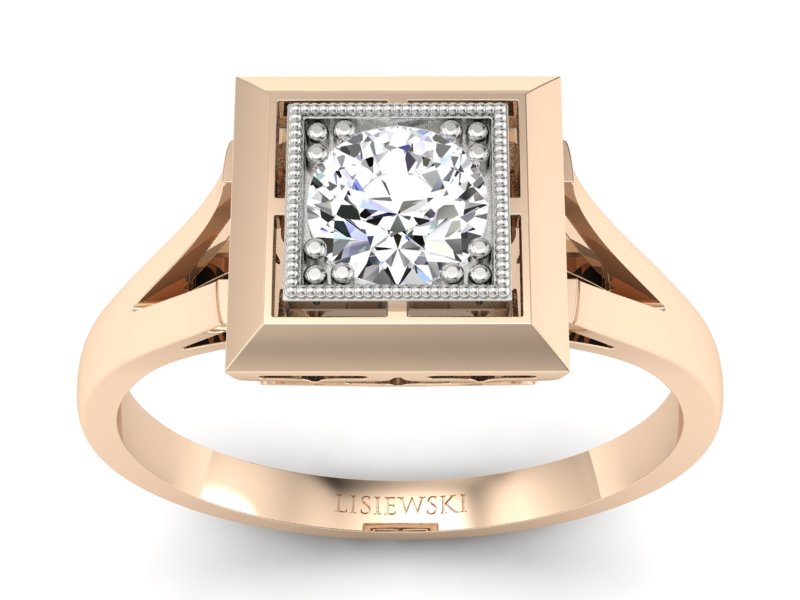 Pierścionek z brylantem różowe i białe złoto - p16147cb_P1_G