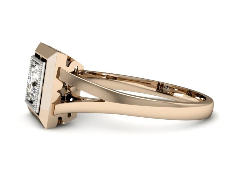 Pierścionek z brylantem różowe i białe złoto - p16147cb_Vs_H — zdjęcie 5