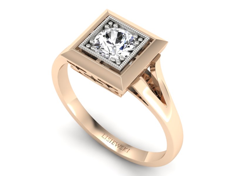 Pierścionek z brylantem różowe i białe złoto - p16147cb_Vs_H — zdjęcie 3