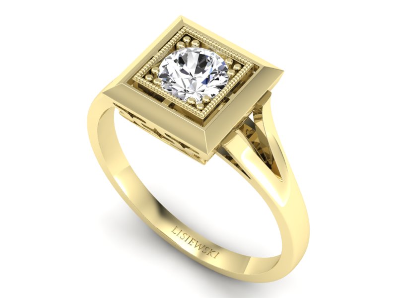 Złoty pierścionek z brylantem żółte złoto - p16147z_P1_F — zdjęcie 3