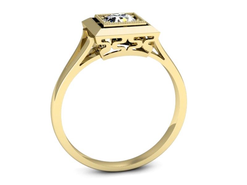 Złoty pierścionek z brylantem żółte złoto - p16147z_Si_H — zdjęcie 5