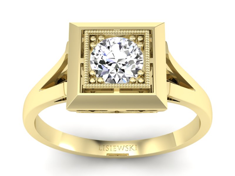 Złoty pierścionek z brylantem żółte złoto - p16147z_Si_H