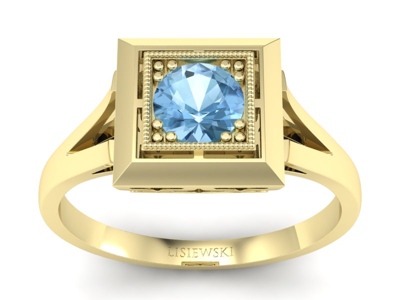 Złoty pierścionek z topazem żółte złoto - p16147za